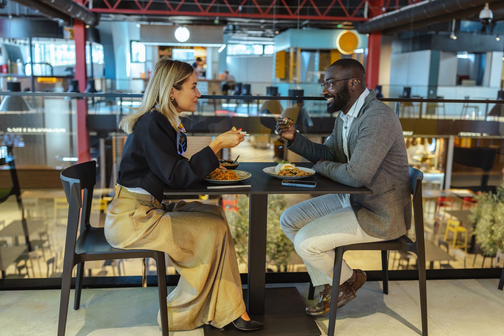Couple at dinner representing event escorting